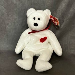 Vintage Valentino Bear TY Beanie Baby 1994 with brown nose